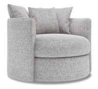 Fauteuil d’appoint pivotant Nest de Sofa Lab de 41 po fabriqué au Canada en tissu d’apparence lin - gris Luna Domino