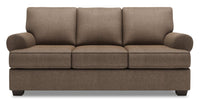Sofa-lit Roll de Sofa Lab de 86 po fabriqué au Canada en tissu d’apparence lin avec accoudoirs enroulés - brun Luna Praline