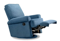Fauteuil pivotant, coulissant et inclinable Bevin de 34,4 po en tissu de chenille - bleu