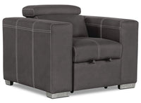 Fauteuil Drake de 41,5 po en tissu de suédine avec pouf rétractable et appuie-têtes relevables - gris ciment