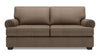 Sofa personnalisable Roll de Sofa Lab de 76 po de format condo fabriqué au Canada en tissu d’apparence lin avec accoudoirs enroulés - brun Luna Praline