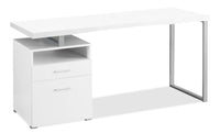 Bureau réglable Heather de 60 po à 2 tiroirs et compartiment ouvert - blanc