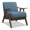 Fauteuil d’appoint Kyra de 28,5 po en tissu d’apparence lin avec accoudoirs courbés et armature en bois - bleu