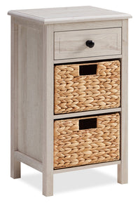 Table de fauteuil Jon de 15,5 po avec 2 paniers et tiroir - chêne blanc