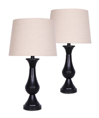 Ensemble 2 lampes de table Grady de 24 po noir mat avec recharge USB, 2 lampes de table et 1 lampe à pied