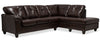 Sofa sectionnel de droite Addison 2 pièces fabriqué au Canada en tissu d’apparence cuir avec coussins de siège amovibles - brun