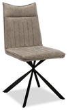 Chaise de salle à manger Ravi en tissu de cuir végétalien et en métal - taupe