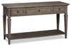 Table de salon traditionnelle Lancaster de 50 po avec rangement et tablette - grise et pin bronze