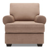 Fauteuil Roll de Sofa Lab personnalisable de 42 po fabriqué au Canada en tissu d’apparence lin avec accoudoirs enroulés - brun Pax Wicker