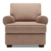 Fauteuil Roll de Sofa Lab de 42 po fabriqué au Canada en tissu d’apparence lin avec accoudoirs enroulés - brun Pax Wicker