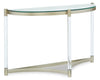 Table de salon moderne Silas de 48 po avec dessus en verre - platine avec métal et acrylique