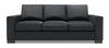 Sofa-lit personnalisable Track de Sofa Lab de 85 po fabriqué au Canada en tissu d’apparence lin avec accoudoirs rectilignes - gris Pax Pepper