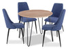 Ensemble de salle à manger Miya 5 pièces en acacia et métal avec table ronde de 36 po (L) et 4 chaises - bleu marine