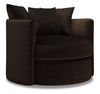 Fauteuil d’appoint pivotant Nest de Sofa Lab personnalisable de 41 po fabriqué au Canada en tissu de chenille - brun Luxury Chocolate