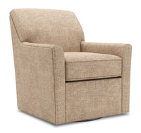 Fauteuil d’appoint pivotant Sofa Lab de 31 po fabriqué au Canada en tissu de chenille - taupe Luxury Taupe