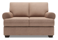 Causeuse Roll de Sofa Lab de 64 po fabriquée au Canada en tissu d’apparence lin avec accoudoirs enroulés - brun Pax Wicker