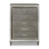 Commode verticale somptueuse Max de 38 po (L) x 54,3 po (H) à 5 tiroirs pour la chambre à coucher - argentée