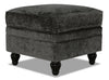 Pouf Bellmont de 26 po fabriqué au Canada en tissu de chenille avec pattes en bois - gris anthracite