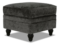 Pouf Bellmont de 26 po fabriqué au Canada en tissu de chenille avec pattes en bois - gris anthracite