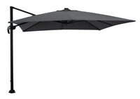 Parasol excentré Solar pour la terrasse, 137 po (L) x 84 po (H), acier, manivelle, éclairage à DEL intégré - gris