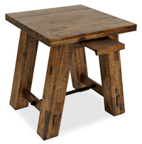 Table de bout rustique Galeveston de 22 po avec tablette - bois à grain de bois brun