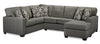 Sofa sectionnel de droite Verona 2 pièces fabriqué au Canada en tissu d’apparence lin avec coussins amovibles - gris anthracite