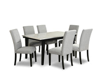 Ensemble de salle à manger Verona 7 pièces avec table de 60 po (L), dessus en marbre synthétique et 6 chaises - blanc
