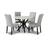 Ensemble de salle à manger Verona 5 pièces en métal avec table ronde de 42 po (L), dessus en marbre synthétique et 4 chaises - blanc