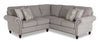 Sofa sectionnel Wynn 2 pièces fabriqué au Canada en tissu de chenille avec bordure de clous décoratifs et pattes en oignon en bois - gris