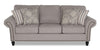 Sofa Wynn de 93 po fabriqué au Canada en tissu de chenille avec bordure de clous décoratifs et pattes en oignon en bois - gris