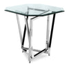 Table de bout octogonale somptueuse Konstanz de 24 po avec dessus en verre - argentée avec base en métal