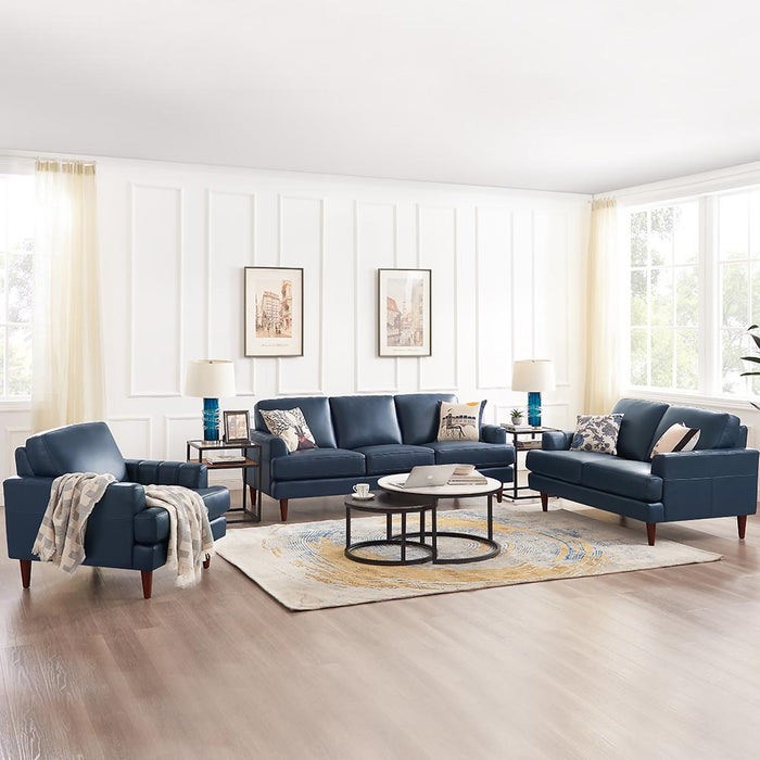 Fauteuil Cassis de Hydeline en cuir - bleu marine