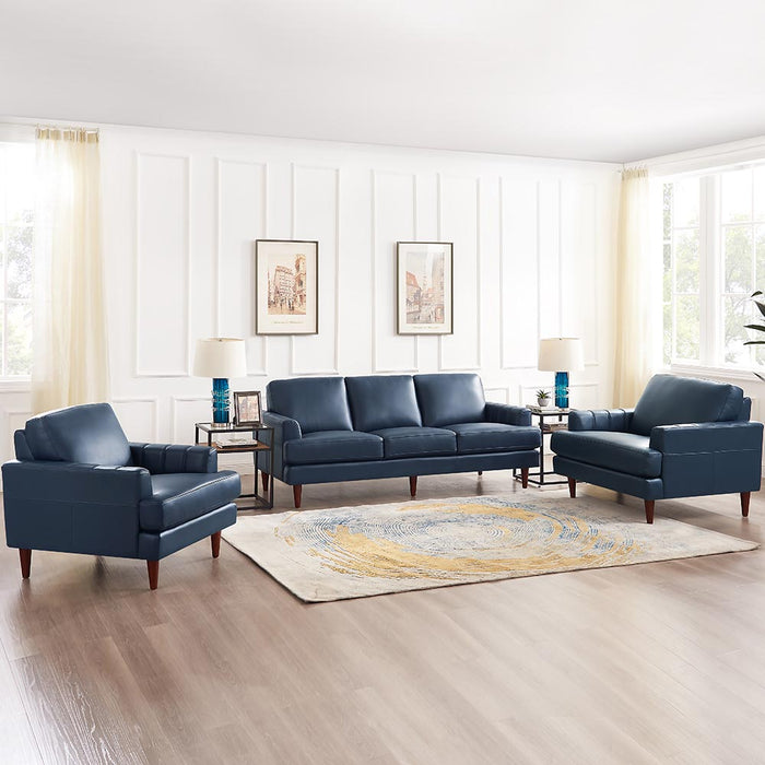 Fauteuil Cassis de Hydeline en cuir - bleu marine