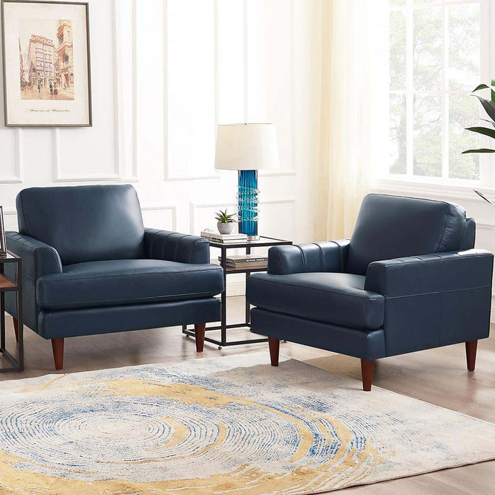 Fauteuil Cassis de Hydeline en cuir - bleu marine