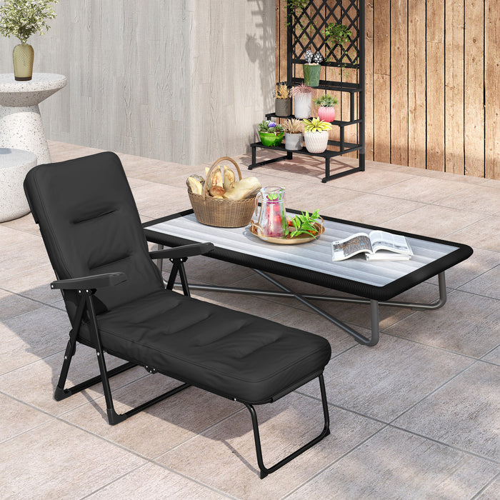 Outsunny Chaise Longue D'exterieur Avec Coussin, Chaise De Patio Inclinable