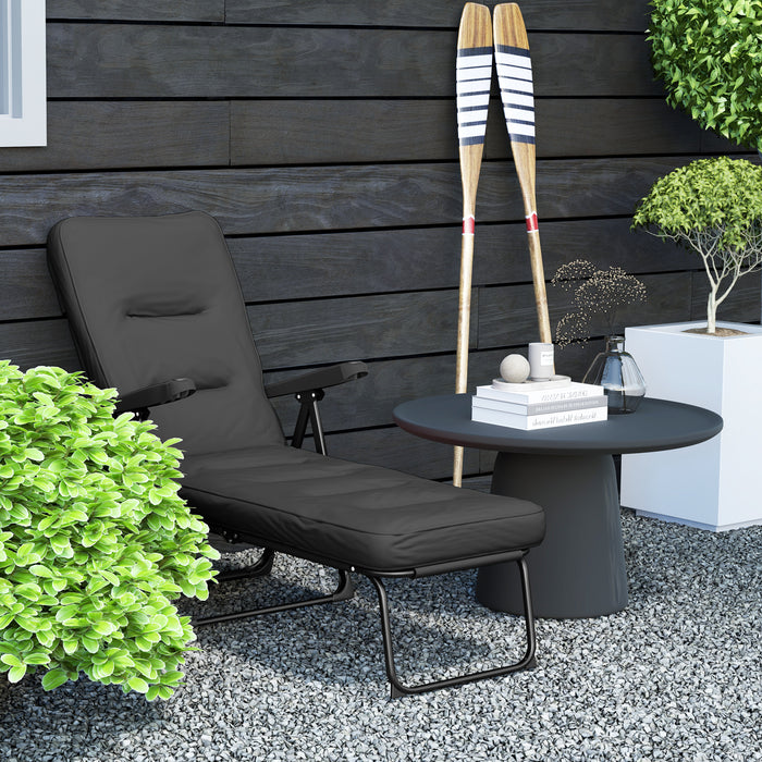 Outsunny Chaise Longue D'exterieur Avec Coussin, Chaise De Patio Inclinable
