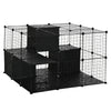 Pawhut Cage Pour Petits Animaux, 56 Panneaux Cage De Lapin Pour Chiots Avec Tapis Antiderapants, Rampes, Parc Pour Animaux De Compagnie Pour Lapin, Chinchilla, Herisson, Noir