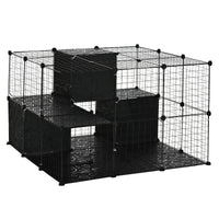 Pawhut Cage Pour Petits Animaux, 56 Panneaux Cage De Lapin Pour Chiots Avec Tapis Antiderapants, Ram