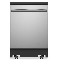  Lave-vaisselle portatif GE de 24 po et de 54 dBA avec commandes sur le dessus et broyeur d’aliments …