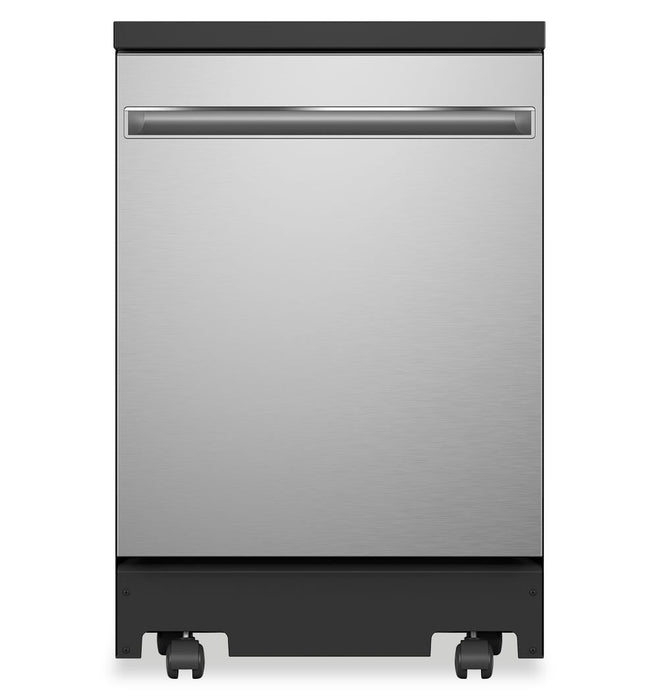 Lave-vaisselle portatif GE de 24 po et de 54 dBA avec commandes sur le dessus et broyeur d’aliments solides PiranhaMC - acier inoxydable - GPT225SSLSS