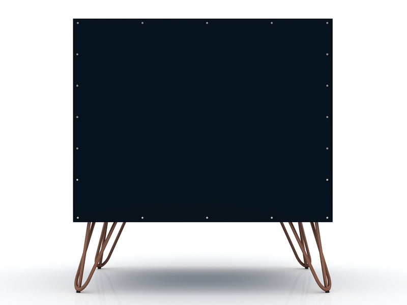 Table de nuit Rockefeller de Manhattan Comfort de style moderne du milieu du 20e siècle avec tiroir - bleu minuit Tatiana