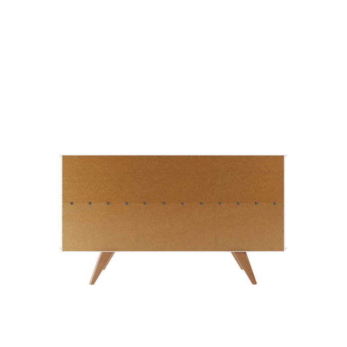 Desserte Tudor de Manhattan Comfort de 53,15 po avec 4 tablettes - blanche et crème d'érable