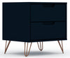 Table de nuit Rockefeller de Manhattan Comfort de style moderne du milieu du 20e siècle avec 2 tiroirs - bleu minuit Tatiana