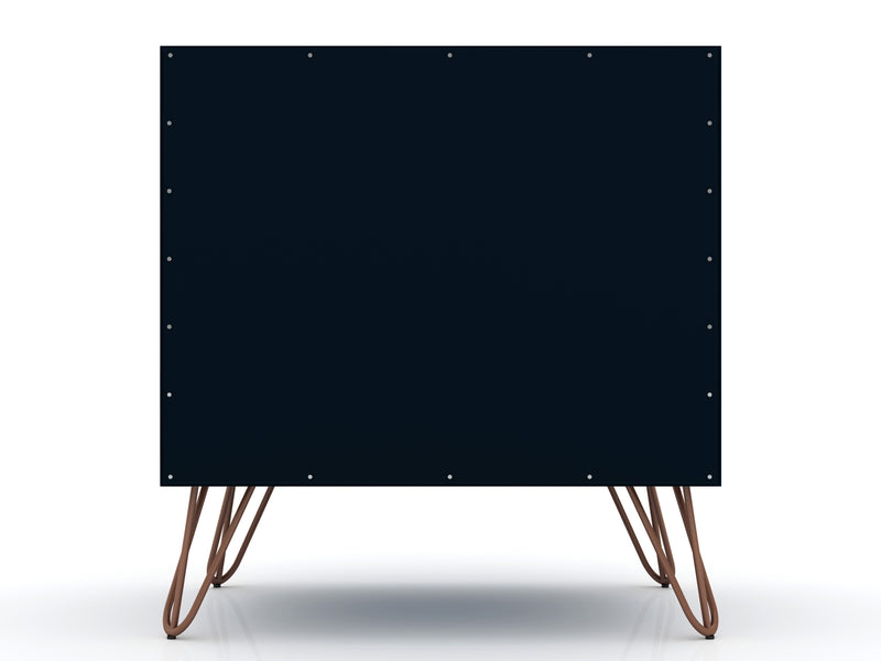 Table de nuit Rockefeller de Manhattan Comfort de style moderne du milieu du 20e siècle avec 2 tiroirs - bleu minuit Tatiana