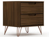 Table de nuit Rockefeller de Manhattan Comfort de style moderne du milieu du 20e siècle avec 2 tiroirs - brune