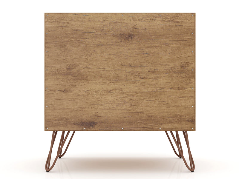 Table de nuit Rockefeller de Manhattan Comfort de style moderne du milieu du 20e siècle avec 2 tiroirs - gris texturé