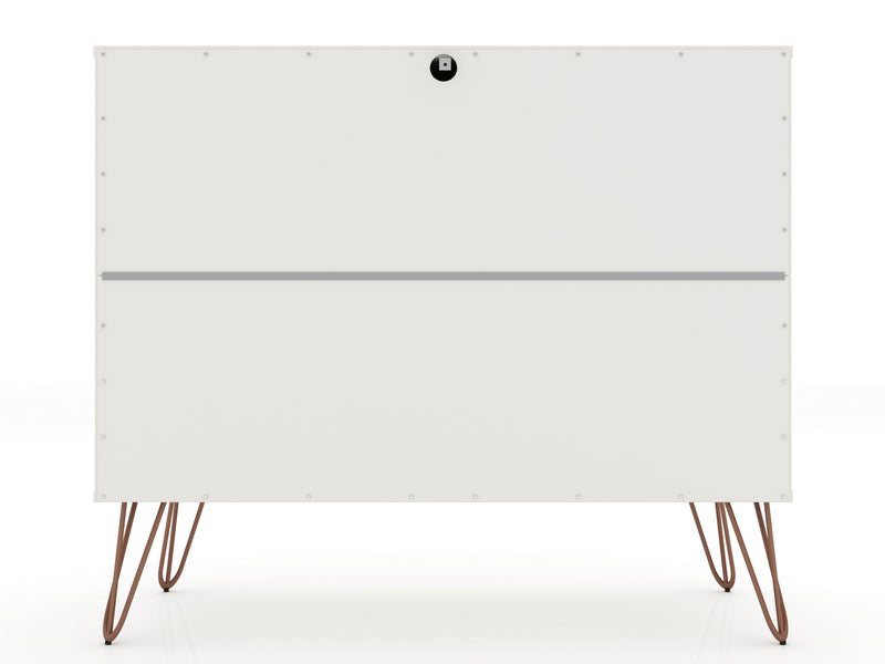 Commode Rockefeller de Manhattan Comfort de style moderne du milieu du 20e siècle avec 3 tiroirs - blanche