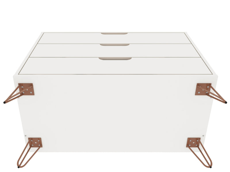 Commode Rockefeller de Manhattan Comfort de style moderne du milieu du 20e siècle avec 3 tiroirs - blanche