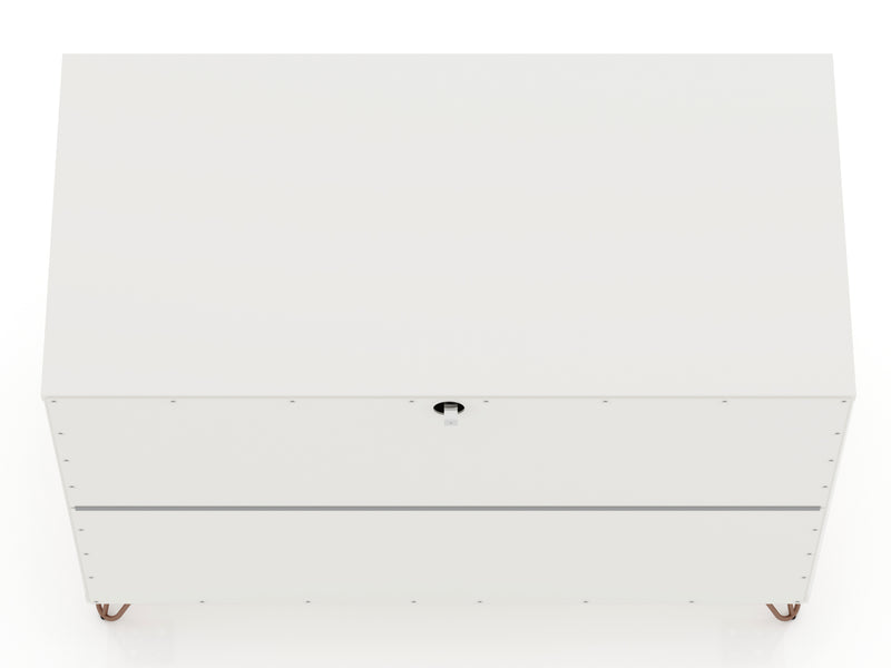 Commode Rockefeller de Manhattan Comfort de style moderne du milieu du 20e siècle avec 3 tiroirs - blanche