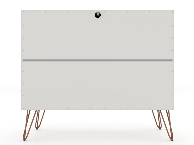 Commode Rockefeller de Manhattan Comfort de style moderne du milieu du 20e siècle avec 3 tiroirs - blanc cassé